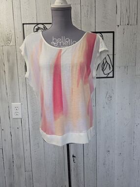 Calvin Klein Abstract Print Mixed Media High-Low Top Size Small